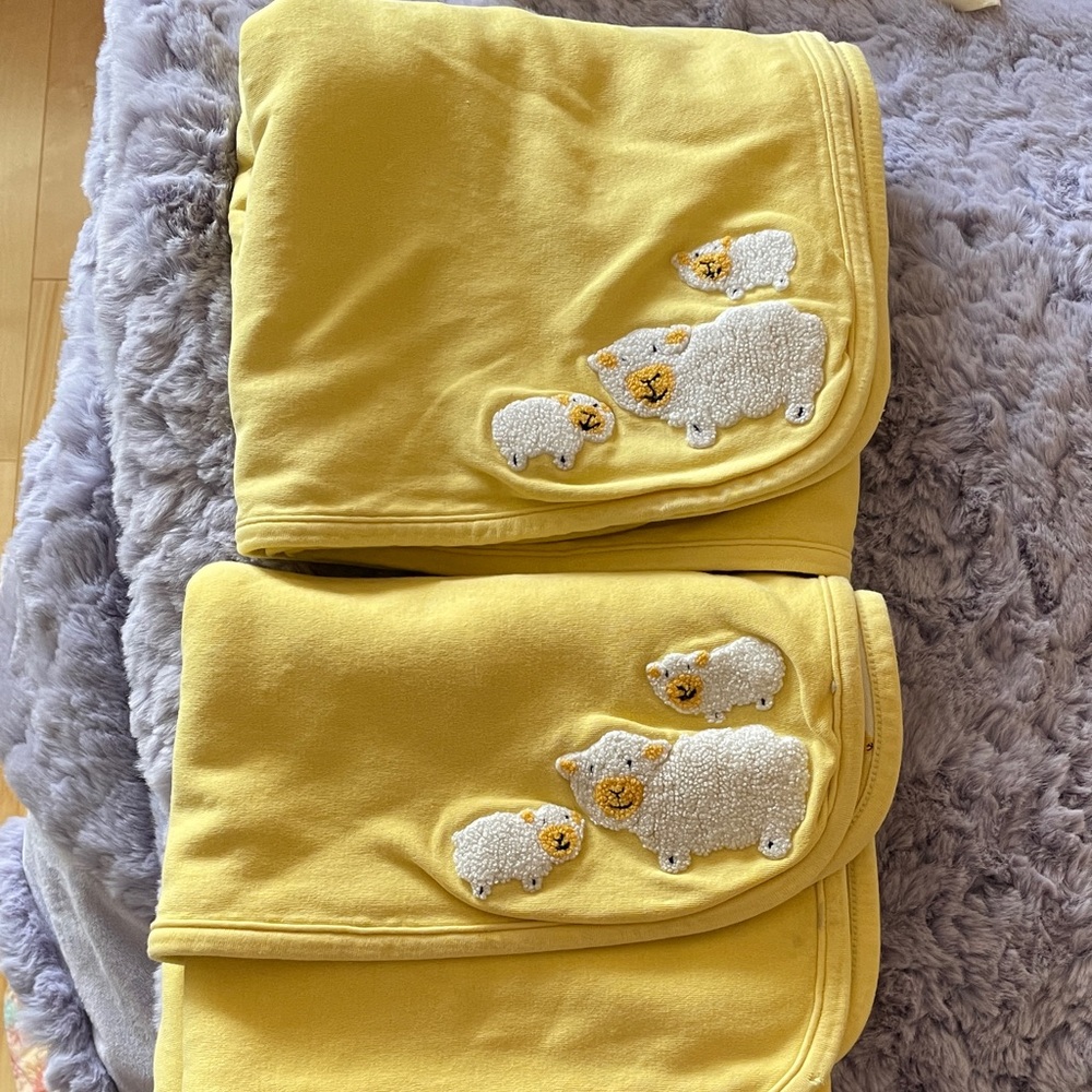 Gymboree Yellow Blanket with Sheep Embroidery Lot of 2